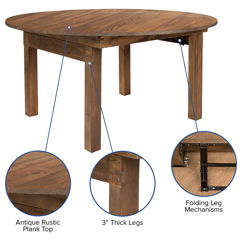 Round Heirloom Countrified Finish Country Farm Table Commercial Grade 60