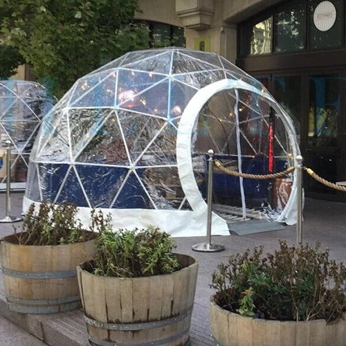 outdoor dome tent Safe Pod Steel Patio Igloo 6 Person 4M Geodesic Dome Tent Circular Zip – TableBaseDepot