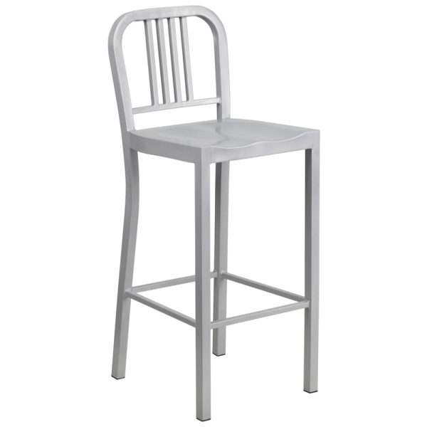 KÄli Sonic Silver Industrial Low Back Bar Stool