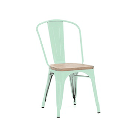 Spearmint Finish Wood Seat Tolix Chair