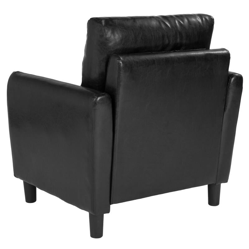 Stefano Mid-Century Armchair Upholstered in Black Leatherette Upholstery