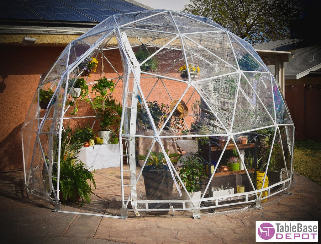 Stylish Year-Round Igloo Conservatory Patio Dome Steel Frame Tent 4M 6 Person V Door Zipper Entrance