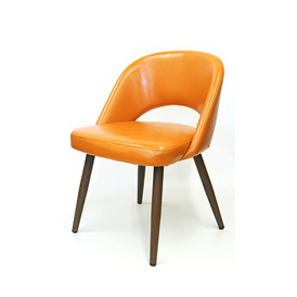 The Baltimore Chair Orange Vinyl With Wood Grain Metal Legs