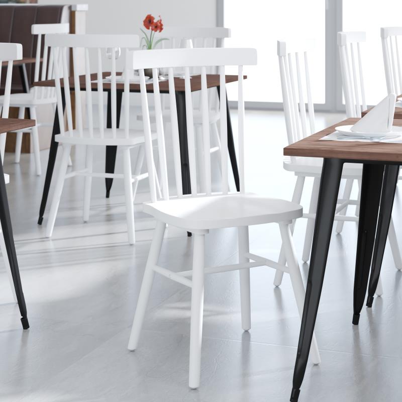 Time-Honored White Spindle Back Restaurant Side Chair