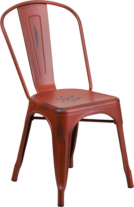 Tractor Red Weathered Tolix Chair
