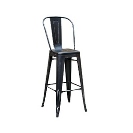 Black Weathered High Back Tolix Bar Stool