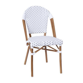 White And Gray Santorini Indoor Outdoor Commercial Greek Bistro Stacking Restaurant Patio Chair