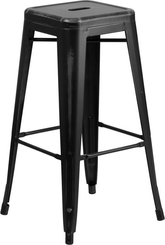 Worn Black Tolix Bar Stool