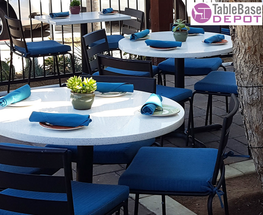 Zirconia White Quartz Restaurant Table Tops In-Outdoor Use Snow White