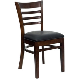 Alina Solid Beech Walnut Finish Ladder Back Chair Vinyl Seat