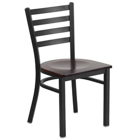 Bettina Dark Iron Metal Side Chair Walnut Wood Seat