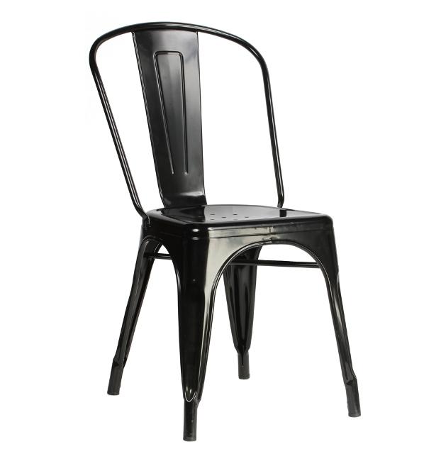 Raven Black Metal Tolix Chair Galvanized