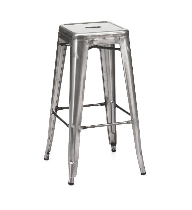 Clear Gun Metal Finish Tolex Style Bar Stool