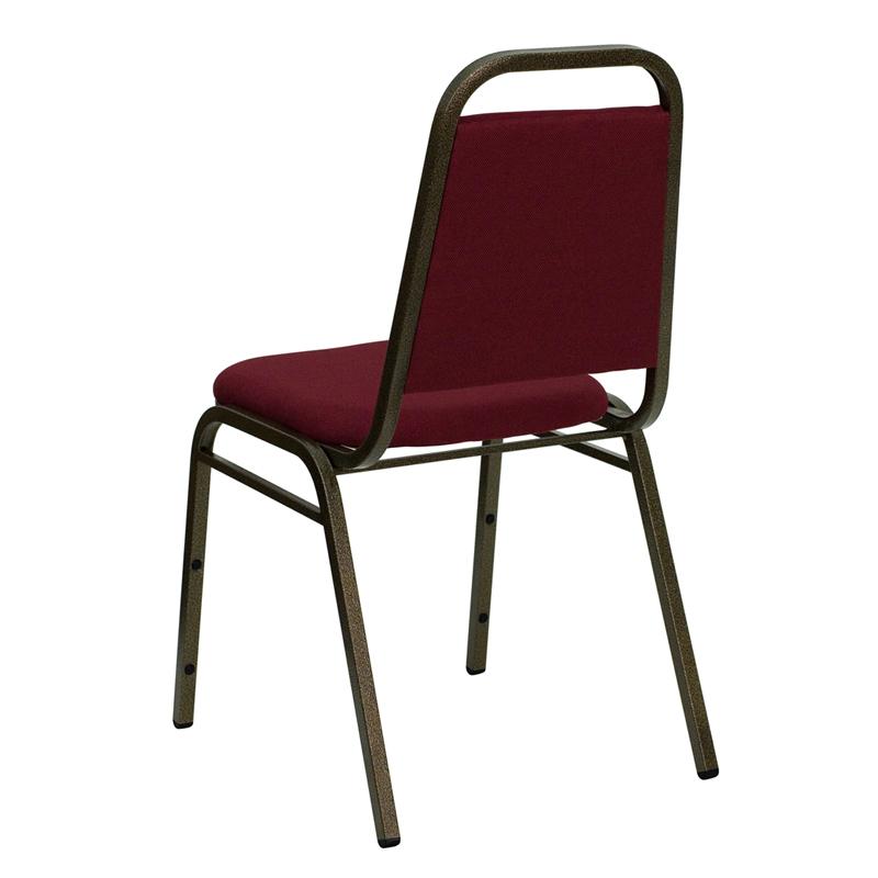 TBD 1003 Club Series Trapezoidal Back Stacking Banquet Chair with Burgundy Fabric and 1.5'' Thick Seat - Gold Vein Frame