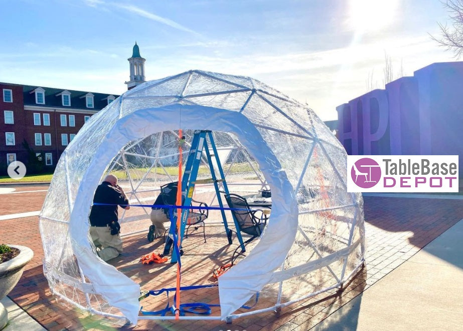 Smaller Version Safe Pod Steel Patio Igloo 6 Person 3.5M Geodesic Dome Tent Circular Zipper Entrance