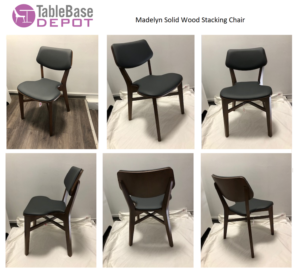 Exclusive Madelyn Solid Wood Stacking Chair Fully Custom Upholstered