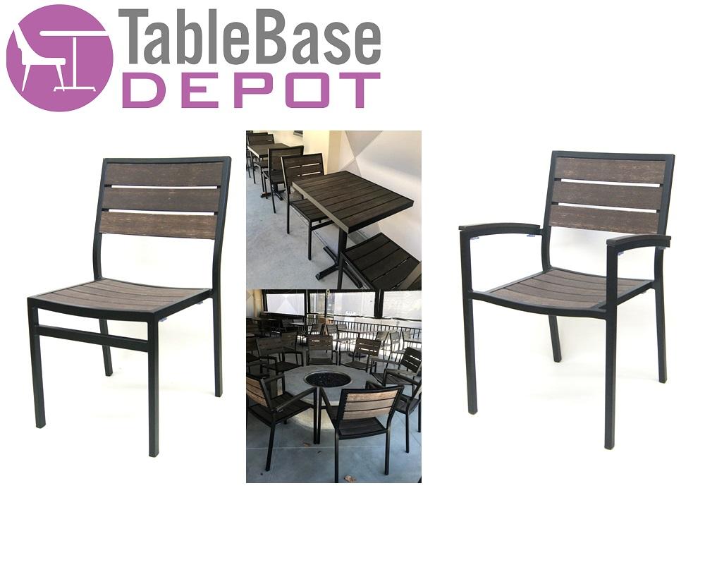 Chocolate Mocha Outdoor Side Chair Aluminum Black Frame