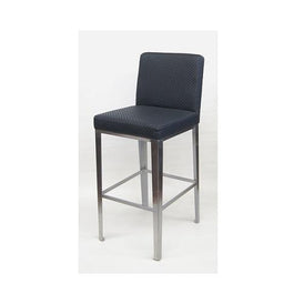 Nicci Stainless Steel Bar Stool Upholstered In Black Textured Vinyl