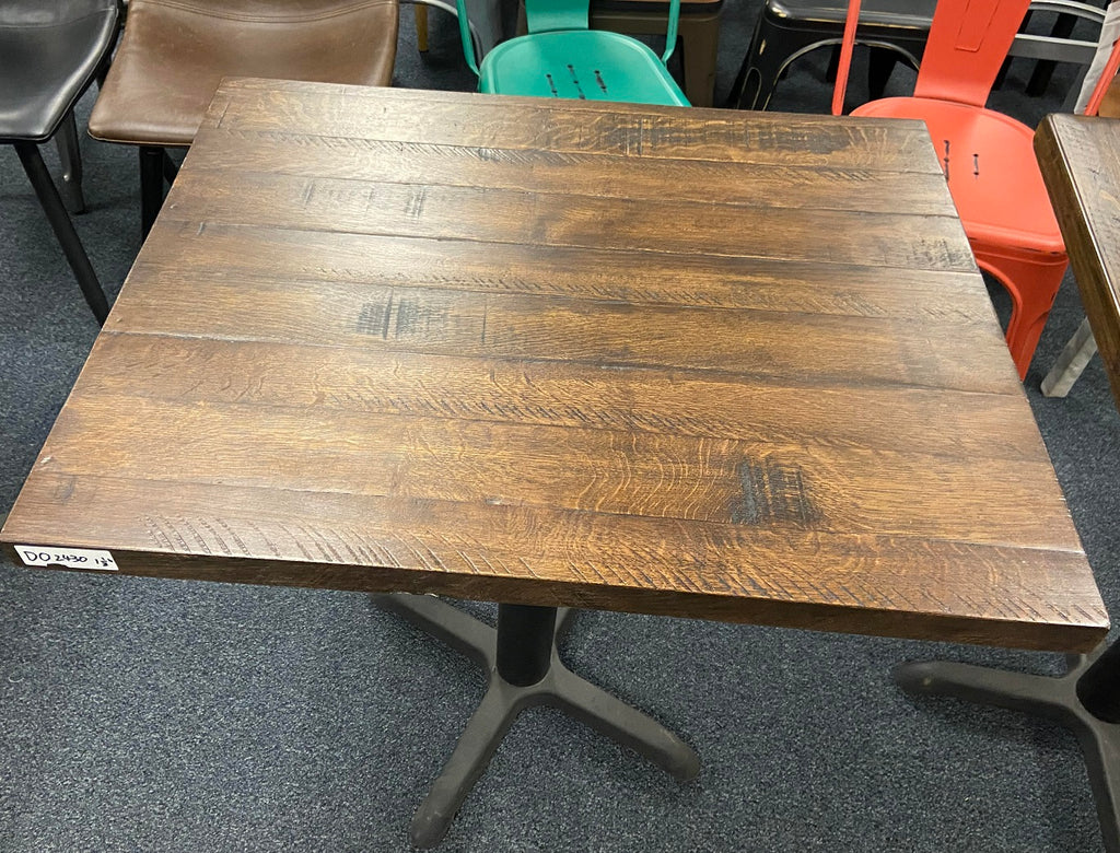 Distressed Oak Restaurant Table Top Medium Dark Walnut Finish