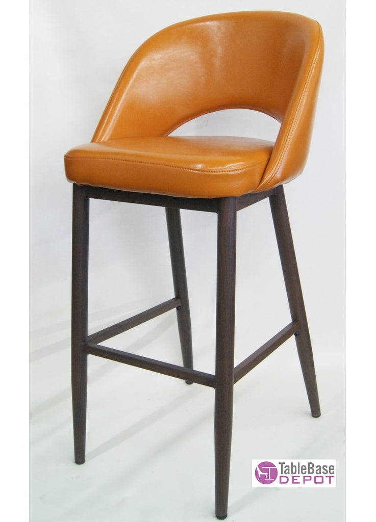 The Baltimore Chair Orange Vinyl With Wood Grain Metal Legs