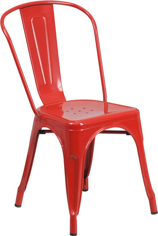 Red Tolix Outdoor Patio Chairs and Table 31.5 x 63 - 7 Piece Set