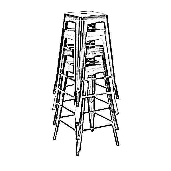 Princeton Orange Finish Tolix Bar Stool