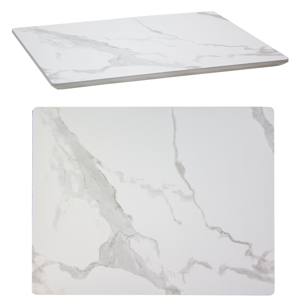 Carrara Engineered Stone Marbled White Restaurant Table Tops