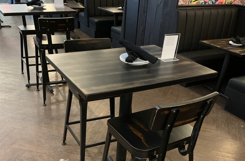 Worn Out Black Finish Maple Restaurant Table Tops