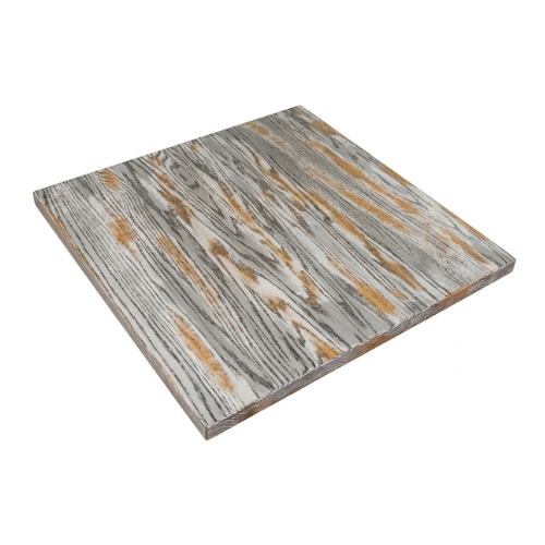 Antique White With Brown Rustic Finish Solid Oak Restaurant Table Tops Fully Custom