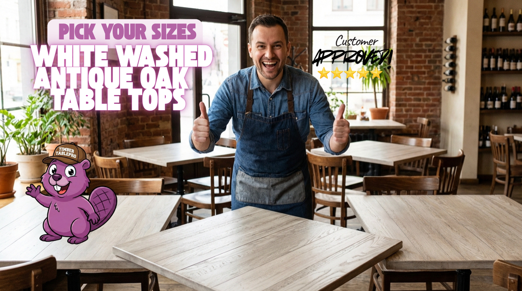 White Washed Oak Antique Finish Restaurant Table Tops