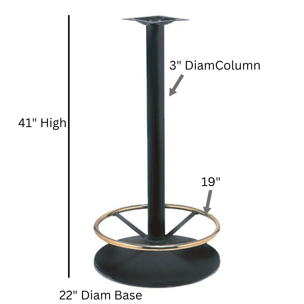 Black Bar Height Table Base Brass Foot Ring