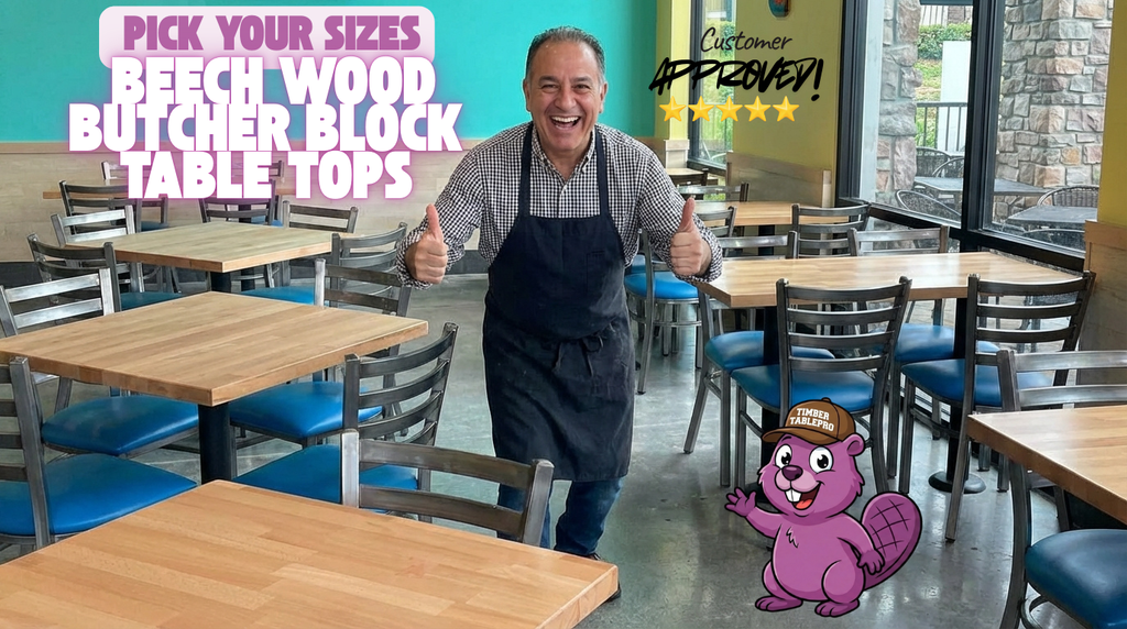 Any Size Beech Wood Restaurant Butcher Block Table Tops 11 Colors