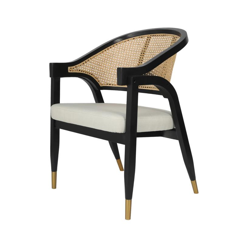 Black Artisan Rattan Wood Verve Restaurant Dining Arm Chair