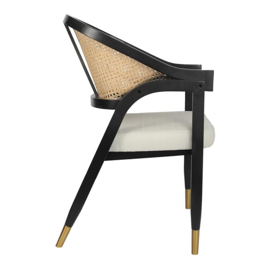 Black Artisan Rattan Wood Verve Restaurant Dining Arm Chair