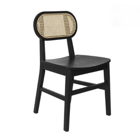 Black Artisan Rattan Wood Verve Restaurant Dining Side Chair