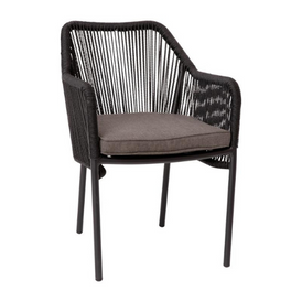 Black Fiji All Weather Woven Stacking Club Chair Indoor Outdoor Restaurant Dining