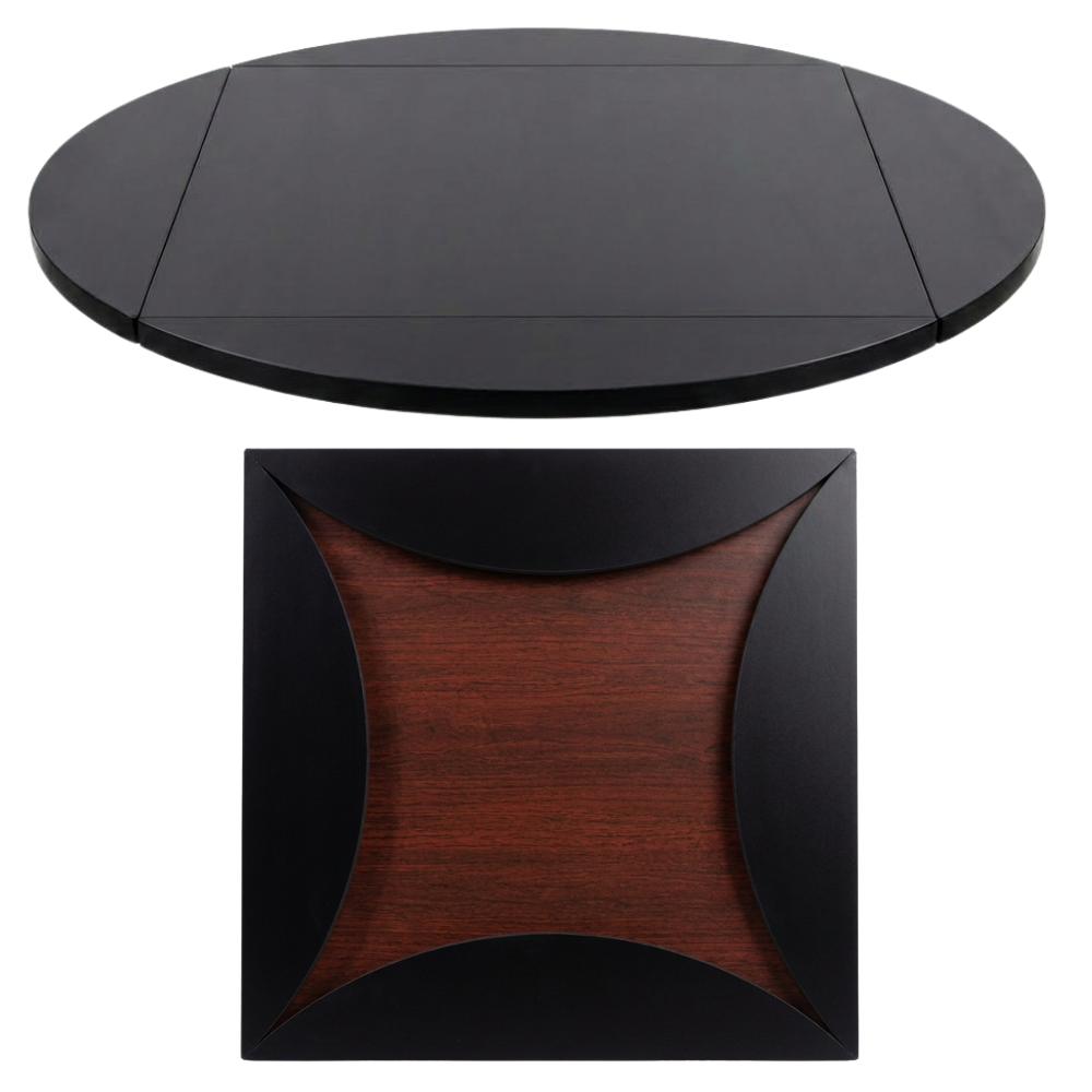 Black Laminate Drop Leaf Restaurant Table Tops 36x36 Folding To 51" Round
