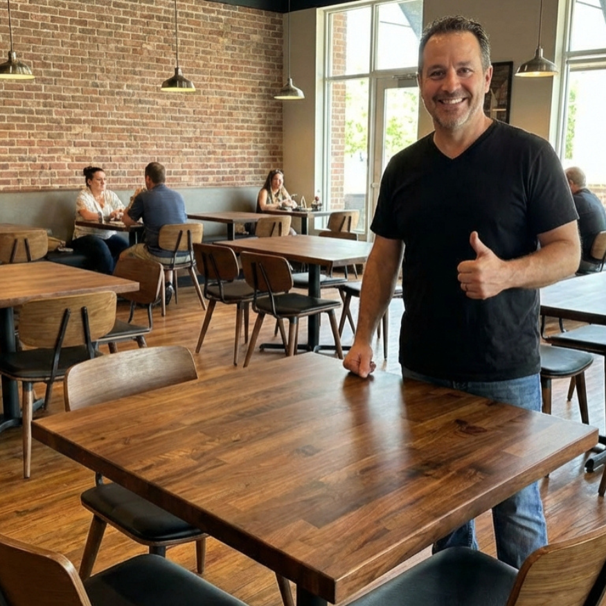 Solid Black American Walnut Restaurant Table Tops Quick Ship