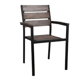 Brown Rustic Resin Wood Ridgecrest Arm Chair Aluminum Black Frame