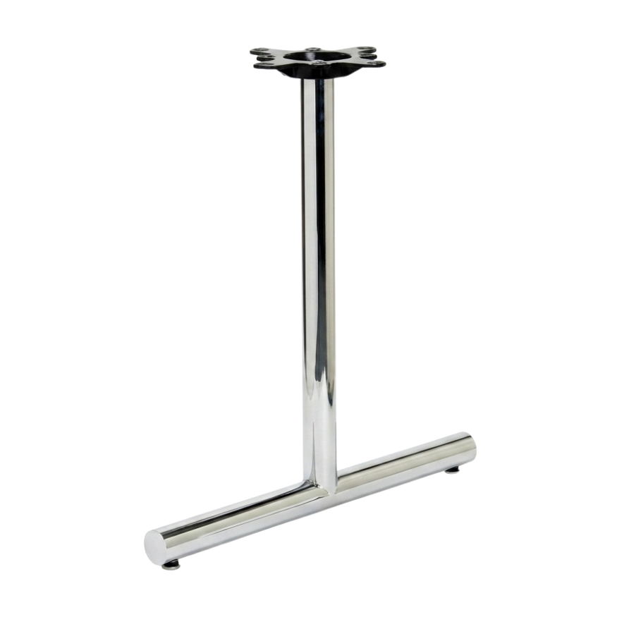Chrome Retro Tube Table Base T Flat End Prong 2.22