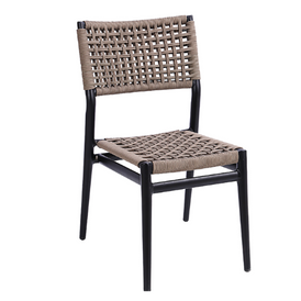 Coastal Comfort Patio Side Chair With Synthetic Polyester Fabric Seat and Back
