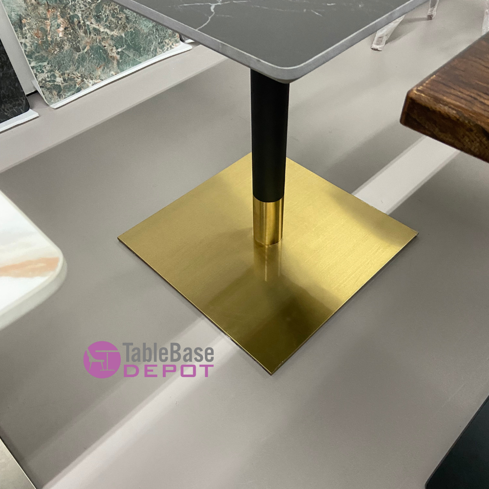 Gold Black Stainless Steel Two-Tone Square Table Base