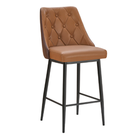 Harlow Diamond-Stitched Brown Vinyl Restaurant Barstool