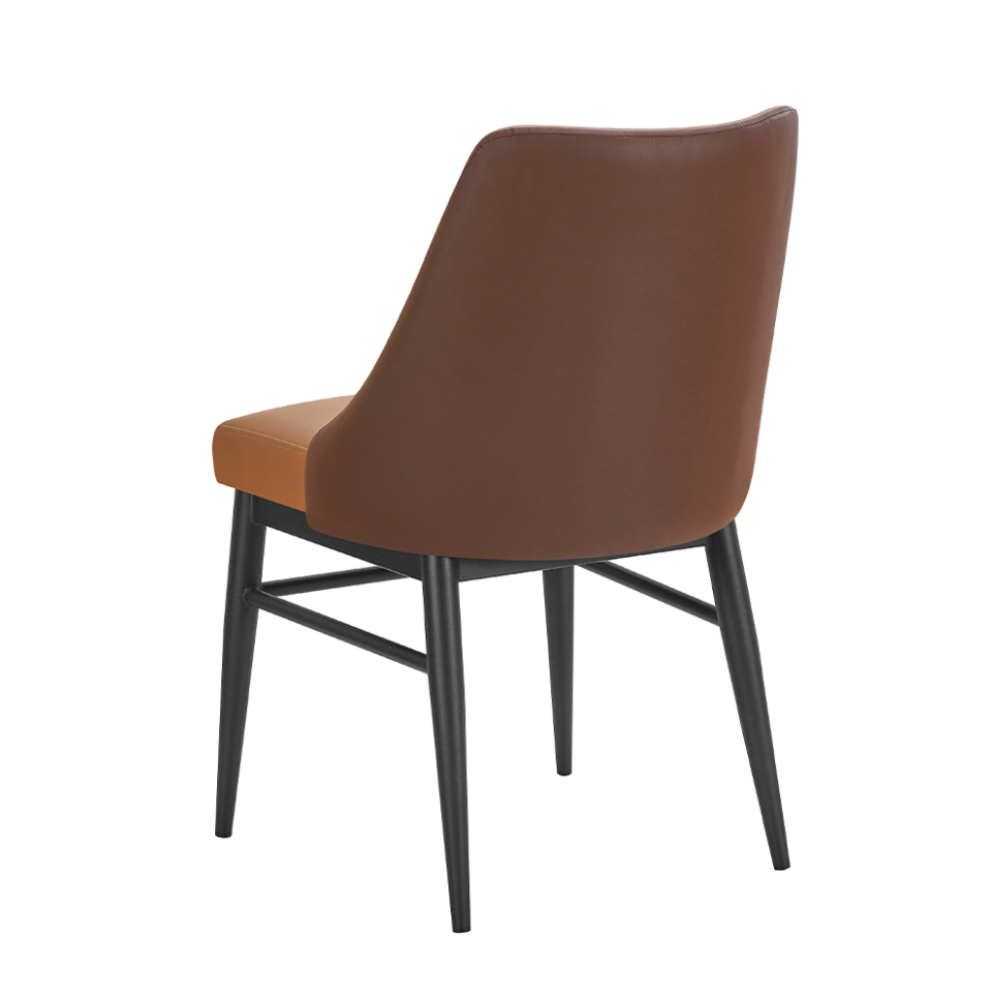 Harlow Diamond-Stitched Brown Vinyl Restaurant Side Chair