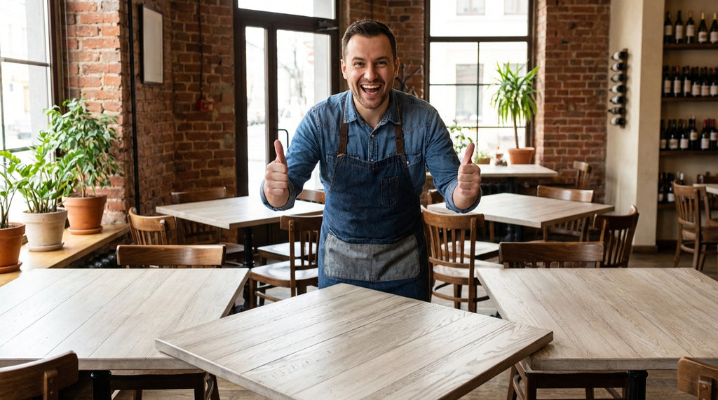 White Washed Oak Antique Finish Restaurant Table Tops