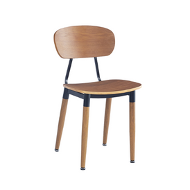 Marlowe Metal Frame Cherry Finish Wood Grain Restaurant Dining Chair