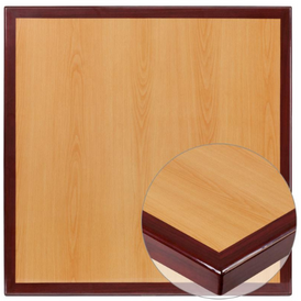 Natural Cherry Wood Restaurant Table Top Gloss With Mahogany Trim