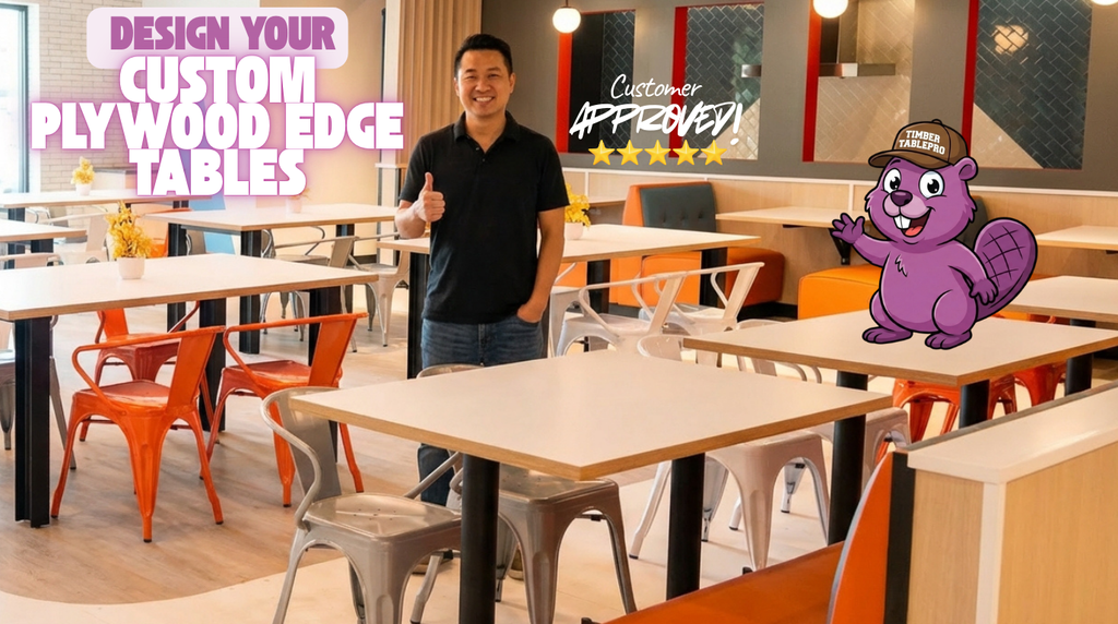 Custom Plywood Edge Banding Detail Laminate Restaurant Table Tops