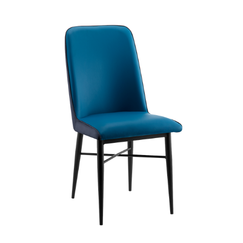 Azure Blue Dining Chair Fully Upholstered Frame Black Legs