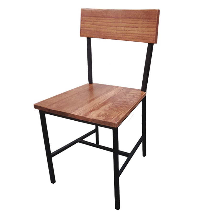 Rustic Distressed Lumber Steel Frame Restaurant Side Chair